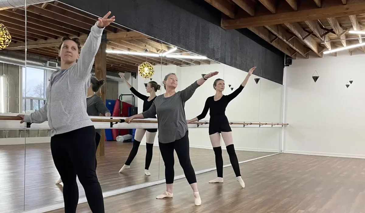 Woman practicing in a Toronto adult ballet program